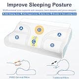 PKBD Memory Foam Pillow with Replacement Pillowcase(Cooling Ice Silk&Cotton),Neck/Shoulder Pain Relief,Ergonomic Orthopedic Cervical Pillow,Bed Pillow for Side,Back,Stomach Sleepers