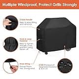 BBQ Cover Heavy Duty Large Waterproof, 3-4 Burner Gas BBQ Covers, Outdoor Barbecue Grill Cover PVC Coating Dust Protection, UV Protection with Storage Bag(145 x 61 x 117CM)