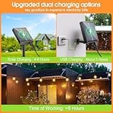 Solar String Festoon Lights Outdoor - Remote Control 15M / 49.2ft IP65 Waterproof LED Garden Lights Weatherproof Solar Powered Outside Light for Gazebo Pergola Patio