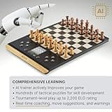MILLENNIUM ChessGenius Pro Wood Edition chess computer - Elegant wooden look with real wooden pieces, user-friendly operation, mobile and versatile, ideal for hobby players with AI learning functions