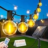 Solar String Festoon Lights Outdoor - Remote Control 15M / 49.2ft IP65 Waterproof LED Garden Lights Weatherproof Solar Powered Outside Light for Gazebo Pergola Patio