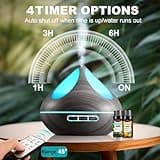 Oil Diffusers 500ML with 8 Essential Oils Set, Aromatherapy Diffusers Air Freshener,Essential Oil Diffuser with Remote Control, 4 Timer and Waterless Auto-Off Cool Mist Diffusers for Home,Gray