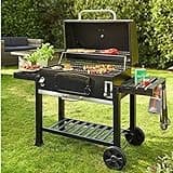CosmoGrill Outdoor XXL Smoker Barbecue Charcoal Portable BBQ Grill with Waterproof Cover | Adjustable Charcoal Pan, Warming Rack and Thermometer | Large Coal BBQ Smoker for Home Garden Party Cooking