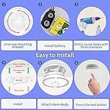 Fire Alarms Battery Operated for Home,Smoke Alarms Detector with 10 Years Life/5 Years Battery, Fire Alarm with LED Indicator and Silence Button Photoelectric Smoke Alarms for Home (2 Pack)
