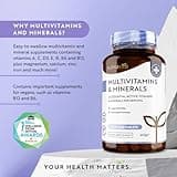Multivitamins & Minerals - 365 Vegan Multivitamin Tablets - 1 Year Supply - Multivitamin Tablets for Men and Women with 26 Essential Active Vitamins & Minerals - Made in The UK by Nutravita