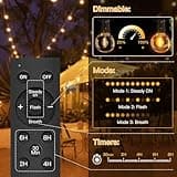 Ollny Solar Lights Outdoor Garden 10m Waterproof Festoon Light with Remote, USB LED String with 3 Modes 16+1 G40 Shatterproof Bulbs, Lighting for Outside Pergola Gazebo Patio Yard Porch Party Decor