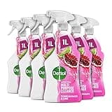Dettol Antibacterial Disinfectant Spray, Pomegranate And Lime, 6-Pack (6X1L), Total 6L, Kills 99.99% Of Germs, Kitchen Household Cleaner, First Aid Box Essential