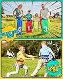 Eocolz Outdoor Carnival Games, Potato Sack Bags for Kids Adults, Egg Spoon Relay Race, 3 Legged Race Bands, Catch Tail Games, Birthday Party, Field Day Family Day Yard Lawn Easter Fall Festival Games