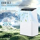 TECXERLLON 15000 BTU Portable Air Conditioner, 4-in-1 Quiet Air Conditioner with Cooling, Dehumidifier, Fan and Sleep Modes, 3 Speeds, Auto Swing, Cools