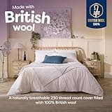 Slumberdown Wonderful Wool King Size Duvet - Temperature Regulating 3-5 Tog Lightweight Cool Summer Quilt for Night Sweats - 100% British Wool, Soft Cotton Cover, Hypoallergenic, Size (225cm x 220cm)