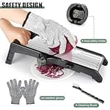 Mandoline Slicer, 7 in 1 Stainless Steel Vegetable Cutter, Adjustable Mandoline Food Slicer for Potato, Onion, Cucumber, Cabbage, Send Cut Proof Gloves, and Cleaning Brush
