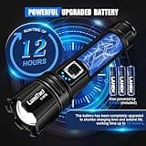 Torches LED Super Bright Rechargeable - 500000 Lumens Powerful Torch XHP70.2 Tactical Flashlight with Holster, 5 Modes & Zoomable Flash Light IP67 Waterproof for Camping Hiking Emergency Dog Walking