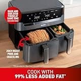Tefal XXL Dual Easy Fry 11L Air Fryer, Dual Drawer, No Oil, Extra Crisp, Roast, Bake, Reheat, Dehydrate, 7 Pre-set Programs, Dishwasher Safe, 8+ Portions, Java-Grey, EY942BG0