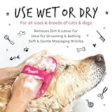 Bugalugs Dog Shampoo Bath Brush & Cat Brush, use wet or dry as dog grooming brush for grooming & bathing use alongside our dog no rinse shampoo for smelly dogs & cats (Black (2 Pack))