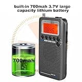 Vhf Airband Radio, Aircraf Band Receiver Por Able Full Vhf Uhf Scanner Radio AB Recorder Gold Receiver FM AM CB SW LCD Display Wi H Backligh (Black)