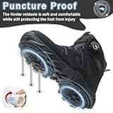COOU Steel Toe Cap Boots Mens Womens Waterproof Work Boots Anti Slip Comfortable Safety Trainers with Swivel Buckle Shoelaces Black