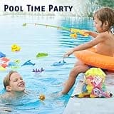 CozyBomB Magnetic Fishing Toys Game Set for Kids for Bath Time Pool Party with Pole Rod Net, Plastic Floating Fish - Toddler Education Teaching Christmas Birthday Gifts for Kids Ocean Sea Animals