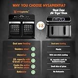 HYSapientia® 22L Dual Zone Air Fryer Oven With Rotisserie,Large Double Air fryers Mini Oven Digital 2400W 10 in 1 Airfryer Countertop Convection Oven electric and grill,Stainless Steel,13 Accessories…