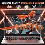 NAIKLULU 16 Inch 2025 Gamer Laptop R-7 5825U Processor (2.0 to 4.5 Ghz), 16GB RAM 1TB SSD Gaming Notebook Computer with Backlit Keyboard/Fingerprint Unlocking/Type-C/Webcam/Touchpad/51.97Wh/Wifi 6