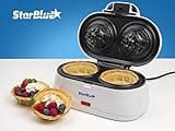 Double Waffle Bowl Maker by StarBlue - White - Make bowl shapes Belgian waffles in minutes | Best for serving ice cream and fruit | Gift ideas 220-240V 50/60Hz 1200W, UK Plug