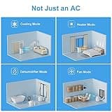 14,000 BTU Portable Air Conditioners for 700 Sq.Ft, 4-in-1 Room Air Conditioner with Cooling, Heating, Dehumidifier, Fan, Remote, Sleep Mode, Auto Swing, 24H Timer, Self-Evaporating Portable AC Unit