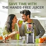 AMZCHEF Automatic Cold Press Juicer Machines 250W Free Your Hands -135MM Opening and 1.8L Capacity Slow Juicers for Whole Fruit and Vegetable, with Triple Filter, Safety Lock, Classic Grey