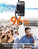 TECKNET Bluetooth Headset with Microphone,2-in-1 Wireless Headset with Microphone,Noise Cancelling Headsets with 3 EQ Modes,Detachable Computer Headsets for office/call center/Skype (bright black)