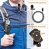 IXROAD 4K Body Camera with Audio and Video, Vlogging/POV Camera with 270° Rotatable Lens, Pocket Action Cam with External Microphone, Clip and 64GB TF Card