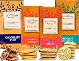 Farmhouse Sugar Free Biscuits For Diabetics Multipack Selection Box - Viennese Shorties, Ginger Cookies, Choc Chip Cookies, Oat Crunch Cookies | Ideal for Weight Loss (Pack of 1 (4Mix Flavours))