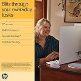 HP 27” All-in-One Desktop PC | AMD Ryzen 7-7730U Processor | 8 GB RAM | 512 GB SSD | AMD Radeon Graphics | FHD IPS Display | Windows 11 Home | Dual Speakers | Shell White 27-cr0031na