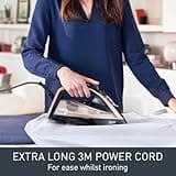 Tefal Ultimate Pure Steam Iron, 3100W, 260g/min Steam Boost, 350ml Water Tank, 3m Cord, Non-Stick Durilium Soleplate, Anti Scale, Anti-drip, Black and Rose Gold FV9845G0
