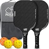 BAGAIL Pickleball Paddles Set, Pickle Ball Rackets with 4 Balls, Light - High Shock Absorption - Ergonomic, Suitable for Indoor and Outdoor Pickleball Games