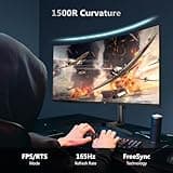 Z-Edge 34 Inch Curved Gaming Monitor Ultrawide 165Hz(DP) 100Hz(HDMI) 1ms MPRT 21:9 3440x1440 WQHD R1500 Curved Screen, Tilt/Swivel/Height Adjustable, FreeSync, HDMI, DisplayPort
