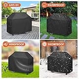 BBQ Cover Heavy Duty Large Waterproof, 3-4 Burner Gas BBQ Covers, Outdoor Barbecue Grill Cover PVC Coating Dust Protection, UV Protection with Storage Bag(145 x 61 x 117CM)