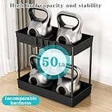 PurKeep 2 Pack Under Sink Storage - 2 Tier Kitchen Storage and Organisation Cupboard Organiser, Under Sink Shelf, Under Cabinet Organizer with Hooks, for Bathroom Kitchen Countertop, 2 Size 1L+1M
