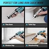 Seesii Electric Caulking Gun, 10oz Cordless Caulking Gun with 2X 2000mAh Battery, Stepless Speed, Anti-Drip, Led Light, 12V Battery Powered Caulk Gun for Filling, Sealing
