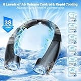 8000mAh Portable Neck Fan, Neck Air Conditioner with 6 Powerful Speeds, Hands-Free 360° Cooling Neck Fan, Rechargeable USB Fan Bladeless Wearable Foldable Mini Fan for Men Women Home Office Outdoor
