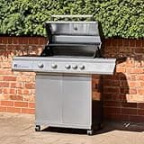Fire Mountain 4 Burner Premier Plus BBQ - Gas, Stainless Steel Burners, Side Burner, Large Barbeque Grill, Includes Protective Cover, Barbeque Grill Outdoor, Perfect for Garden Parties
