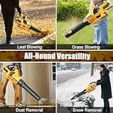 JYGMPRO Leaf Blower Cordless, Garden Blower 21V with 4000mAh Battery, 3 Speed Mode Battery Leaf Blower, 2 Blow Tubes, Shoulder Strap for Leaf, Snow, Dust and Debris Blowing