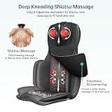 Snailax Full Body Massage Chair Pad Shiatsu Neck Back Massager with Heat and Compress, 3D/4D Kneading Full Back Massage Seat Portable Chair Massagers for Muscle Gifts