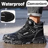 GUSAYEX Work Boots Mens Womens Waterproof Steel Toe Cap Boots Lightweight Safety Boots Puncture Proof Work Shoes Industrial Safety Trainers with Swivel Buckle Shoelaces