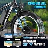 JESRIDER Electric Bike UK Road Legal Hybrid Commuter | 26" Fat Tyre All-Weather Ebike, 48V 60+ Mile Range, Removable Battery with USB Charger, Phone Mount & QR Seat (Black-White)