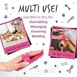Bugalugs Dog Shampoo Bath Brush & Cat Brush, use wet or dry as dog grooming brush for grooming & bathing use alongside our dog no rinse shampoo for smelly dogs & cats (Black (2 Pack))
