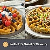 VonShef Double Waffle Maker – Double Belgian & American Waffle Machine with Non Stick Plates, 1200W, Savoury Snacks & Desserts, Auto Temperature Control, Cool Touch Handle – Silver