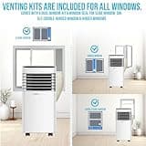 Belaco Portable Air Conditioner, 9000 BTU 4-in-1, Air Conditioning Unit, Fan & Cooling, Dehumidifier, Remote control with 24Hr Timer, Dual Window kit Included with Class A Energy Efficiency Rating