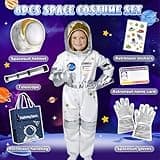 TOLOYE Astronaut Costume for Kids With Helmet, Bag and Gloves - Space Adventure Fancy Dress for Carnival, Cosplay Party, Role Play (S)