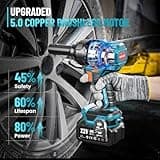 TaskStar Cordless Impact Wrench, 1200N·m(900ft-lbs) Brushless High Torque Impact Gun, 1/2 Inch Electric Impact Driver, 2x4.0Ah Batteries, Charger & 4 Sockets, Variable Speeds for Car/Truck RV/Mower
