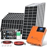ECO-WORTHY 2400W 48V Solar Panel System Off Grid Solar Power Kit of Home Energy Storage:12pcs 195W Bifacial Solar Panel + 2pcs 48V 100AH Server Rack Battery +1pc 5000W Hybrid Inverter + Brackets