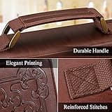 FINPAC Classic Bible Cover, Large PU Leather Carrying Book Case Church Bag Bible Protective with Handle, Gift for Men, Women, Father, Mother, Friends [Trust in The Lord] -Brown