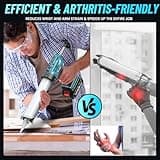 SEESII Silicone Sealant Gun with 2-Batteries, 21V Electric Caulking Gun with Built-in LED Light, 4 Adjustable Speeds for Filling and Sealing